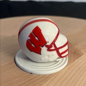 White and Red Football Helmet Decor
